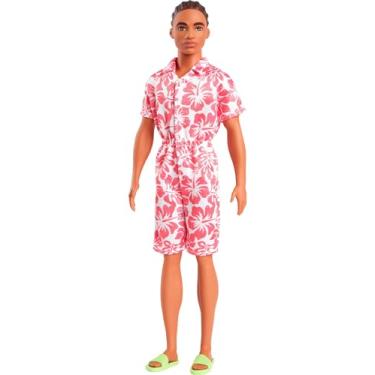 Imagem de Boneco Barbie Ken Fashionistas 235 Cabelos Castanhos Trançados Macacão Coral Sandálias HJT99 Mattel