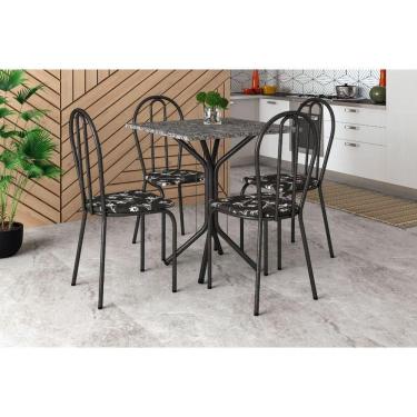 Imagem de Conjunto Mesa Thais 4 Cadeiras 004 Base Preto Tampo Granito