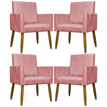 Imagem de Kit 4 Poltronas Decorativa Para Sala Recepção Consultório Escritório Mari Suede