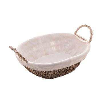 Imagem de Cesto Organizador Oval Em Sisal Com Forro Em Tecido 31,5x12,5cm Wolff