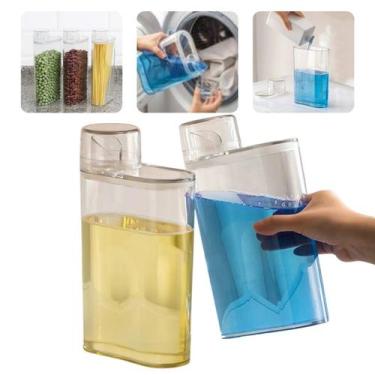 Imagem de Kit 2 Dispenser Multiuso 1,2L Porta Sabão Líquido Sabão em Pó Detergen