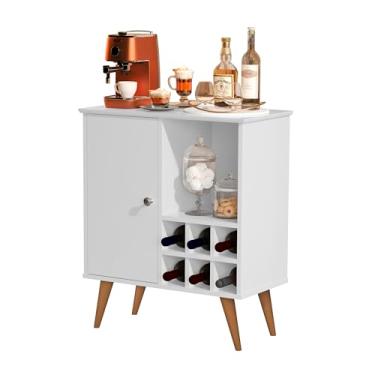 Imagem de Adega 6 Garrafas com 1 Porta Adega de Vinho Compacta para Sala ou Cozinha (Branco)