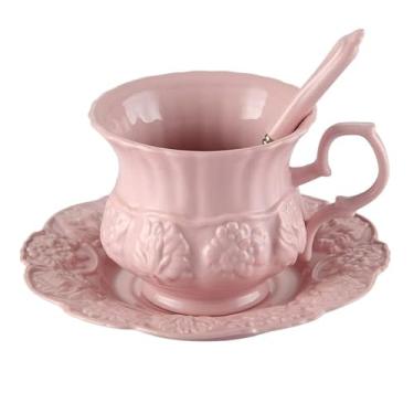 Imagem de Caneca Elegante Conjunto de Chá de Cerâmica Rosa Retro Porcelana Xícara de Chá Caneca Floral Britânica Bule de Chá Caneca Café Hora do Chá Caneca de Café Dropshipping (Cor: 1 xícara 220ml)