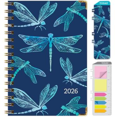 Imagem de Agenda Hardcover 2026, 14 cm x 20 cm: 14 meses (novembro de 2025 a dezembro de 2026), agenda mensal diária, agenda anual, marcador de livro, pasta de bolso e conjunto de notas adesivas (libélulas)