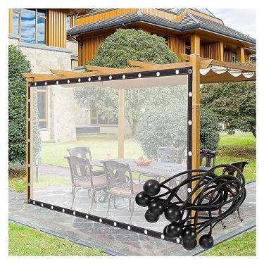 Imagem de HYUIO Capa de lona transparente à prova d'água - Toldo de pérgola durável, painéis laterais de plástico com ilhós para varanda, pátio, varanda, gazebos (tamanho: 5 x 5,5 m/16,4 x 18,04 pés)