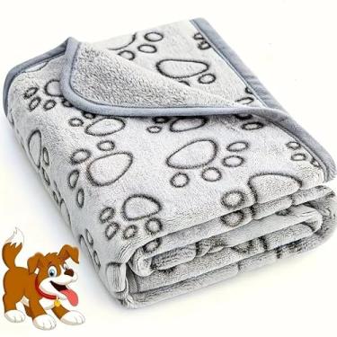 Imagem de 1 cobertor macio e aconchegante para animais de estimação - design com estampa de pata, resistente a rasgos e lavável na máquina - cobertor quente e confortável para cães pequenos, médios e pequenos