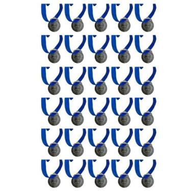 Imagem de Kit C/30 Medalhas de Ouro Prata ou Bronze Honra ao Mérito C/Fita Azul 