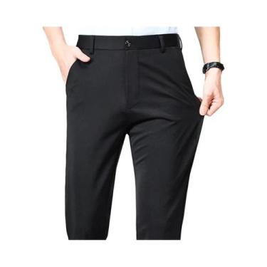 Imagem de Calças De Terno Formais Finas Para Homens Em Preto E Vermelho Vinho, C