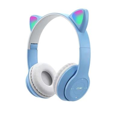 Imagem de Fones de ouvido Bluetooth Cat Ear Luminous Over Ear Blue - Marca Própr