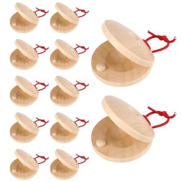 Imagem de Fancyes Conjunto de instrumentos de percussão de madeira, 12 peças, lembrancinhas para festa, placa de claquete diy, castanholas de dedo para meninas, meninos