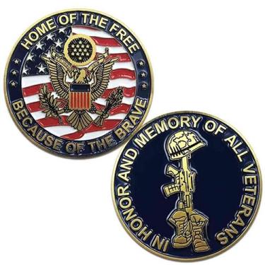 Imagem de US Veteran Challenge Coin with Eagle Emblem and Battlefield Cross Graphics Military Patriotic Coin VetFriends.com