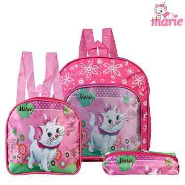 Imagem de Kit Mochila Escolar Gata Marie Infantil Meninas Costa