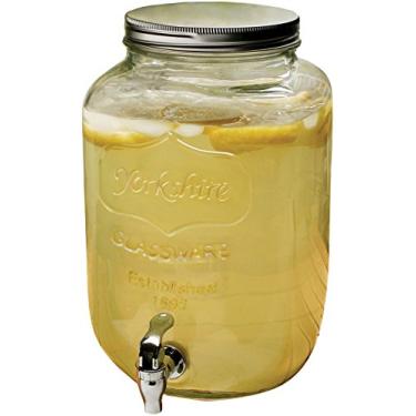 Imagem de Circleware Sun Tea Mini Pote Mason Dispensador de Vidro com Tampa de Metal para Água, Suco, Cerveja, Vinho, Licor, Kombucha Ponche Gelado e Melhores Bebidas Frias, Clássico, Yorkshire 3,8 L