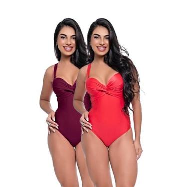 Imagem de Kit Maiô Feminino Bojo Fixo Transpassado Levanta Busto Praia - HYPE MO