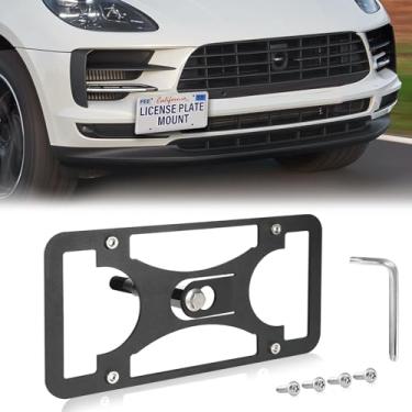 Imagem de Moldura frontal sem broca compatível com Porsche Macan S | 2015-2018 Suporte de gancho de reboque para placa de carro antifurto Capas de etiqueta de carro à prova de ferrugem, acessórios de carro à
