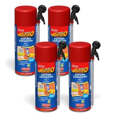 Imagem de Espuma Expansiva Selante Vedatudo Dryko 300ml, Kit com 4