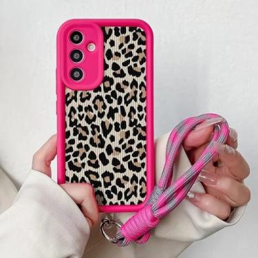 Imagem de Capa de cordão de pulso com corrente de leopardo para Samsung S25 S24 S23 S22 S21 Plus Ultra S20 FE A50 A05 11 30 20 Capa de celular de TPU macio, J24, rosa, SS, para S23