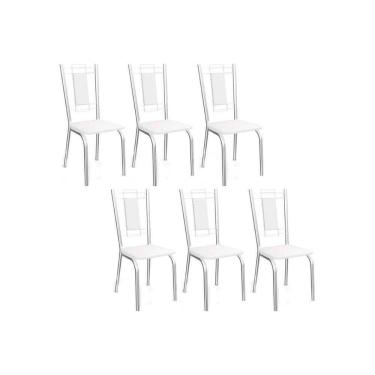 Imagem de Kit 6 Cadeiras Sala Jantar Florença 2c005 Aço 6 Uni Cromada-branco 106 - Kappesberg