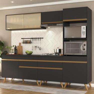 Imagem de Cozinha Completa 5 Peças C/ Armário E Balcão Veneza Gb Preta - MULTIMO