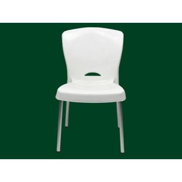 Imagem de Cadeira Bistrô Plástico Pés Alumínio Branca - jsn
