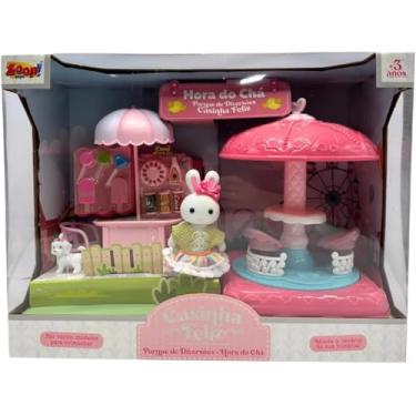 Imagem de Zoop Toys Playset Casinha Feliz, Parque de Diversões Hora do Chá, Brinquedo com Carrossel e Acessórios, para Crianças +3 Anos