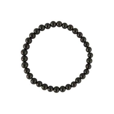 Imagem de Baar - Pulseira Shungite, 32 contas (6 mm), pedra russa autêntica, joia de cristal preto natural para aterramento, equilíbrio e energia, pulseira elástica feita à mão