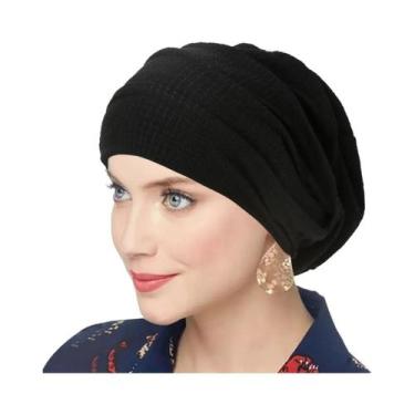 Imagem de Turbante Hijab Feminino Liso Com Efeito Amassado, Lenço Macio E Elásti