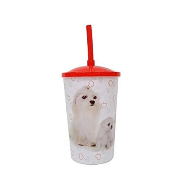 Imagem de Copo com Tampa e Canudo Cachorro Raças Pet 750 ml Maltês - Pet Toys