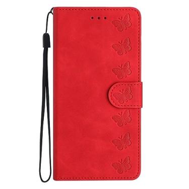 Imagem de Capa de telefone carteira para Samsung Galaxy Note 20 Ultra 10 9 8 A7 A6 A8 Plus 2018 A3 J3 J5 2016 J7 2017 Capa de couro borboleta, vermelho, para Samsung J5 2017