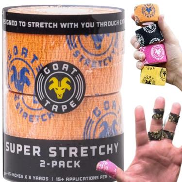 Imagem de Goat Tape Super Stretchy Thumb Tape - Weightlifting Hook Grip Tape & WOD Tape for Cross Training, Gym Workout Tape, Athletic Finger Wrap - Flexes with Every Move - 15 Feet per Roll (Orange 2-Pack)