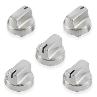 Imagem de atgestore Puxador de fogão de aço inoxidável WB03X29315 Peças de substituição para GE Stove Knob 191D9233 GE Cooktop Knobs JGP5030SLSS JGP5036SL1SS Botão de controle de queimador de fogão elétrico 5