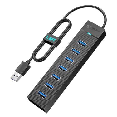 Imagem de Hub USB 3.0 de 7 portas, hub SAN ZANG MASTER USB 3.0, extensor USB de dados de alta velocidade de 5 Gbps para laptop, pen drive USB, HD móvel, impressora, câmera, teclado, mouse, Windows/XPS (50 cm)