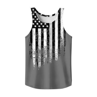 Imagem de Regatas Rave masculinas de praia estampadas verão engraçadas EDM roupas camisetas patrióticas até 3GG, Bandeira cinza L23, XXG