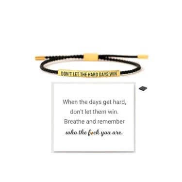 Imagem de Pulseira Dont Let The Hard Days Win, feita à mão, trançada, ajustável, de aço inoxidável, inspiradora, com tubo God Is In Control para mulheres, meninas, presentes de Natal/Aniversário, joias, 7.2, Aço inoxidável, Sem pedras preciosas