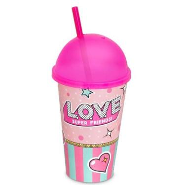 Imagem de Copo Sorvete Decorado Infantil 550 ml Plástico c/ Tampa Oval e Canudo 
