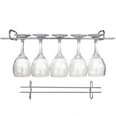 Imagem de Kit 4 Suportes Organizador Armário Porta Taças Cromado 35cm - MS Arama