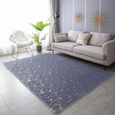Imagem de Tapetes de pelúcia grossos para sala de estar, macios e felpudos, tapetes de pele sintética, tapetes térmicos fofos para crianças, piso de cabeceira, carpete de decoração para casa, cinza azul, 80x1