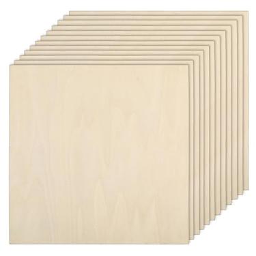 Imagem de AWIZOM Pacote de 16 Folhas de Madeira Compensada de Basswood 12 X 12 X 1/5"-5 Mm de Espessura Placa de Madeira Compensada de Basswood Folhas de Quadrados de Madeira Madeira Natural Inacabada para Arte