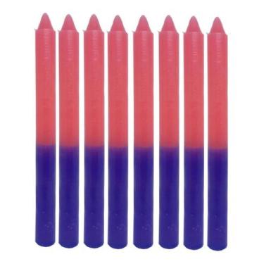 Imagem de Aib vela palito tradicional bicolor rosa e roxa maço c/ 8un 18cm - AIB
