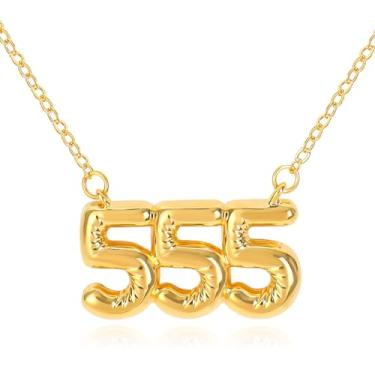 Imagem de Colar com número de ângulo de bolha 111 222 333 444 555 666 777 888 999 para mulheres, pingente de número da sorte banhado a ouro 18K, numerologia, joias, amizade, presente de aniversário, dia dos