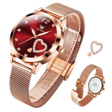 Imagem de Relógio OLEVS Rose Gold Feminino - Aço Inoxidável com Detalhes em Diam