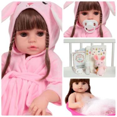 Imagem de Bebê Tipo Reborn Articulado 100% Vinil Siliconado 48cm Fofa - Cegonha 