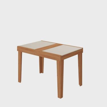 Imagem de Mesa de Jantar Extensível 120cm Naturalle Pinhão - Vidro off White