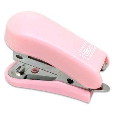 Imagem de Grampeador 12 Folhas Mini com Extrator G101 Rosa Claro - Tilibra, Únic