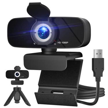 Imagem de RUWBY Webcam Full Hd 1080P Com Microfone E Tripé Giratório, Correção De Luz, Grande Angular E Câmera De Vídeo Plug And Play Para Pc De Mesa Ou Laptop