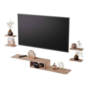 Imagem de Rack TV Nicho Suspenso para Quarto Sala Freijó 110cm