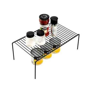 Imagem de Kit 2 Organizadores de Armário Cozinha Médio 32cm Prateleira Aramado(Preto)