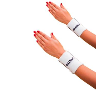 Imagem de Par de Munhequeira de Pulso Algodão Esportiva Beach Tennis Esportes Atoalhada-Unissex