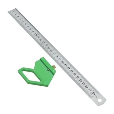 Imagem de Ioensy Régua de marcação de escriba para marcenaria, régua de cálculo de liga de alumínio multiângulo, de marcação portátil para marceneiro