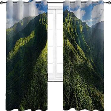 Imagem de Cortinas blackout de montanha – Cortinas de isolamento térmico, economia de energia e redução de ruído para quarto e sala de estar, cortina de isolamento de cozinha com tratamento de sombreamento